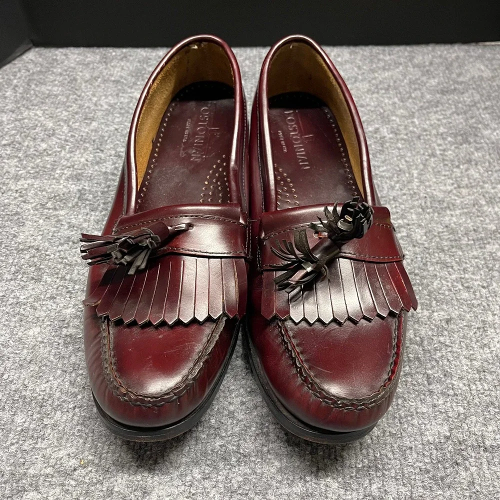 Bostonian Shoes Mens 11 M Burgundy Leather Kiltie Tassel Loafers Made in USA